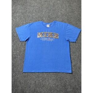 Mens T-Shirt Nike Blue Graphic Logo Print, Size L